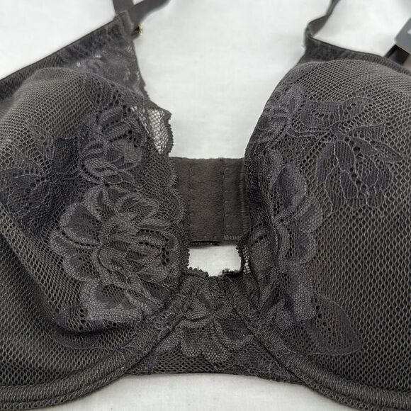 Natori Bra Wm 32DD (E) Avail Dark Gray Underwire Sheer Lace Pretty - Picture 3 of 8